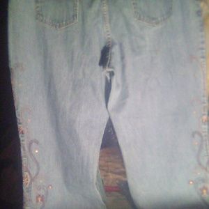 Bootcut jeans with design down side